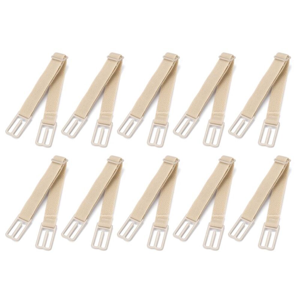 Elastic Band Non-Slip Adjustable Bra Straps Holder 10 Pcs L*W:7.9"*0.39" Beige
